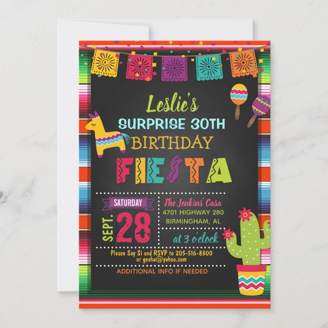 Invitation à l'anniversaire de la fête de Pinata (Devant)