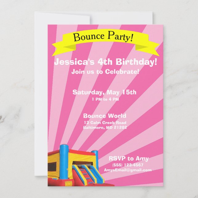 Invitation à l'anniversaire de la fête de rebond (Devant)