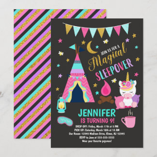 Invitation à l'anniversaire de la fête de Sleepove