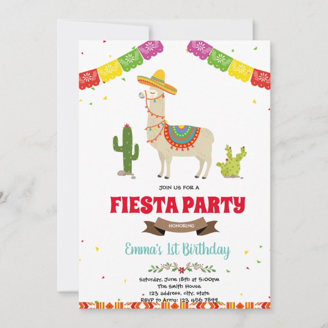 Invitation à l'anniversaire de la fête mexicaine (Devant)