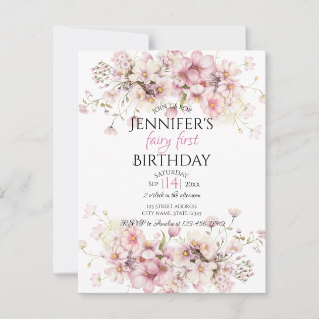 Invitation à l'anniversaire de la fête rose (Devant)