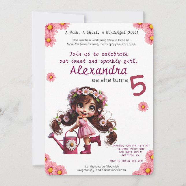 Invitation à l'anniversaire de la fille de pissenl (Devant)