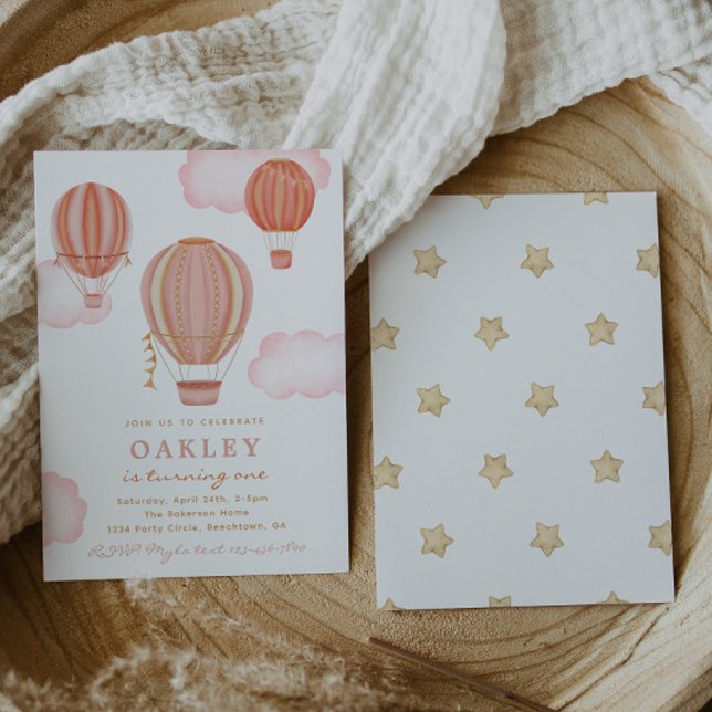 Invitation à l'anniversaire de la fille Hot Air Ba (Créateur téléchargé)
