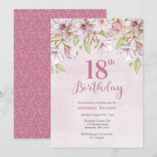 Invitation à l'anniversaire de la florale rose