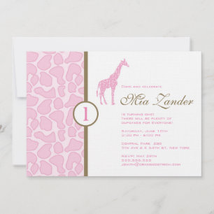 Invitation à l'anniversaire de la Girafe - Fille