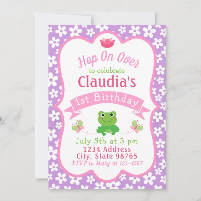Invitation à l'anniversaire de la grenouille (Devant)