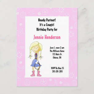 Invitation à l'anniversaire de la jeune fille rose