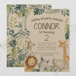 Invitation à l'anniversaire de la jungle de Safari