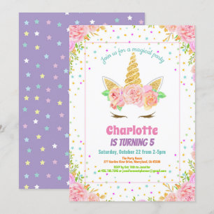Invitation à l'anniversaire de la licorne. Aquarel