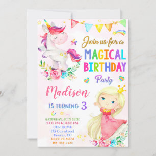 Invitation à l'anniversaire de la licorne et de la