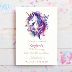 Invitation à l'anniversaire de la licorne   Invita
