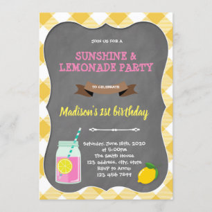Invitation à l'anniversaire de la limonade rose