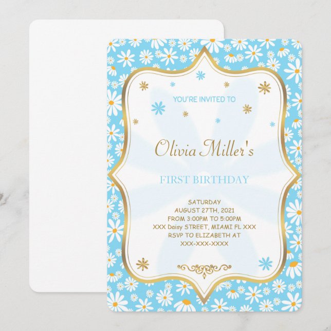 Invitation à l'anniversaire de la marguerite (Devant / Derrière)