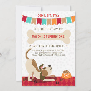 Invitation à l'anniversaire de la marionnette Paw 