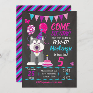 Invitation à l'anniversaire de la marionnette Paw-