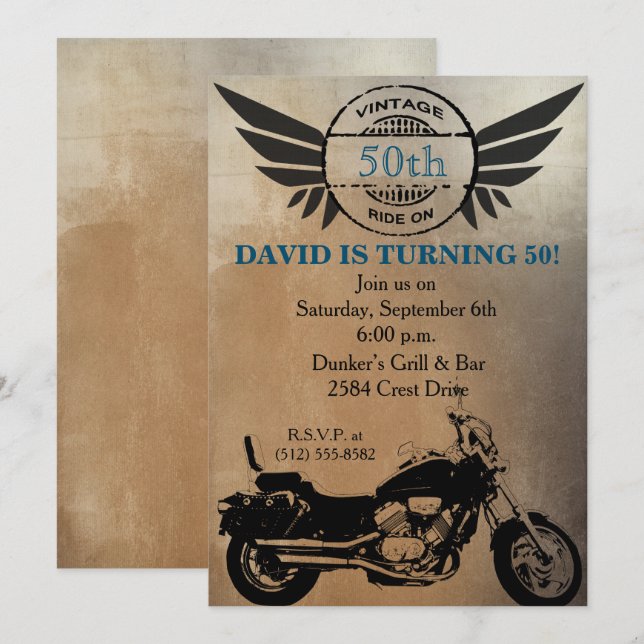 Invitation à l'anniversaire de la moto (Devant / Derrière)