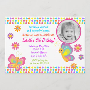 Invitation à l'anniversaire de la photo Papillon