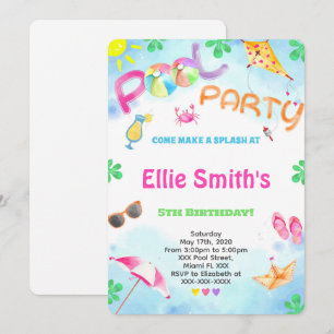 Invitation à l'anniversaire de la piscine pour fil