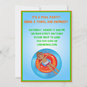 Invitation à l'anniversaire de la piscine pour gar