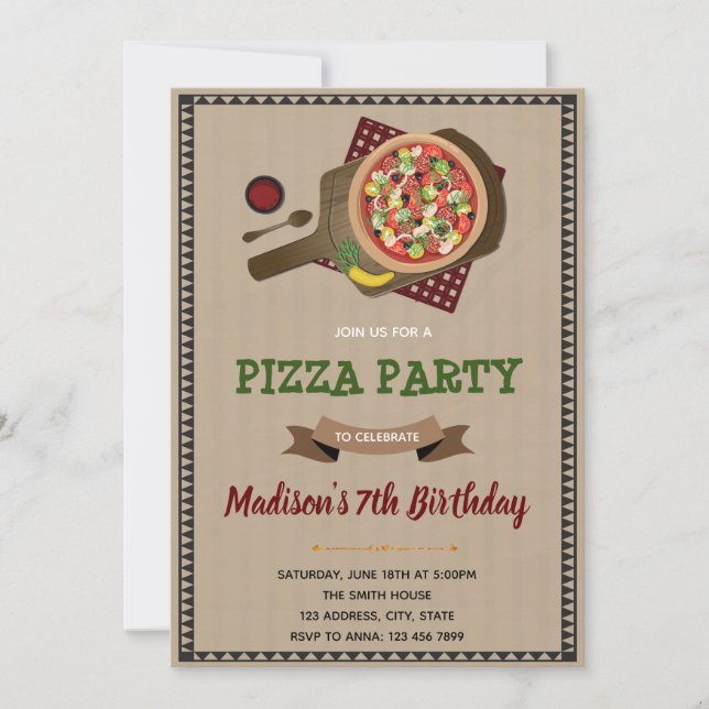 Invitation à l'anniversaire de la Pizza (Devant)