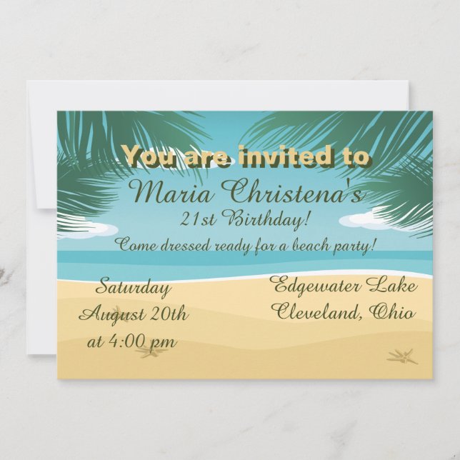 Invitation à l'anniversaire de la plage (Devant)
