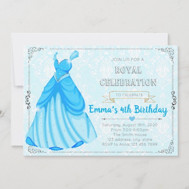Invitation à l'anniversaire de la princesse bleue (Devant)