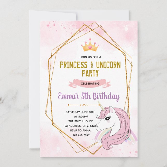 Invitation à l'anniversaire de la princesse Unicor (Devant)