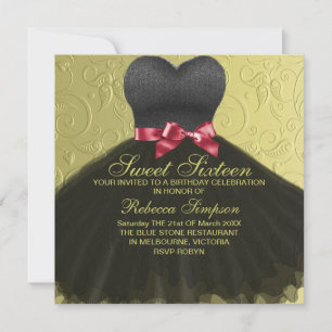 Invitation à l'anniversaire de la robe noire Sweet