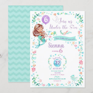 Invitation à l'anniversaire de la sirène Fête de s