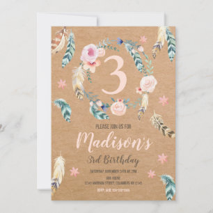 Invitation à l'anniversaire de la tribu Boho pour 