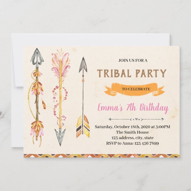Invitation à l'anniversaire de la tribu Ethnic Arr (Devant)