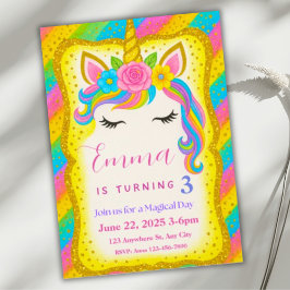 Invitation à l'anniversaire de la Unicorn pour la