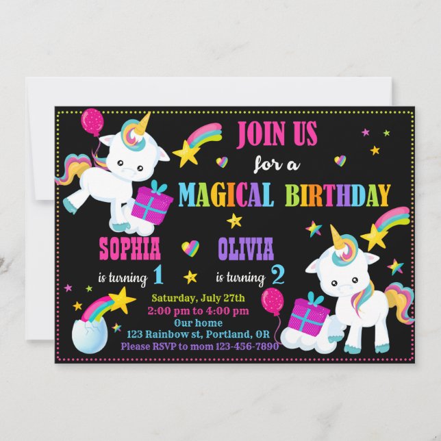 Invitation à l'anniversaire de la Unicorne (Devant)