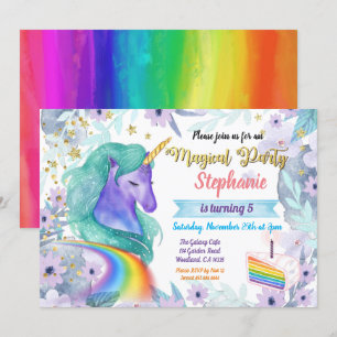Invitation à l'anniversaire de la Unicorne. Gâteau