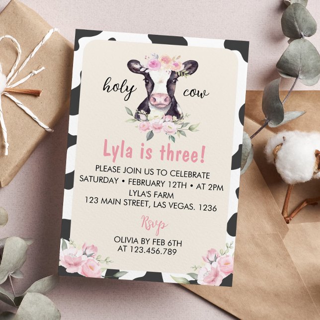 Invitation à l'anniversaire de la vache de ferme (Créateur téléchargé)