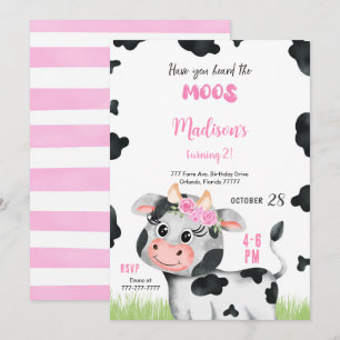 Invitation à l'anniversaire de la vache mignonne