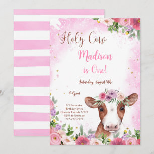 Invitation à l'anniversaire de la vache mignonne