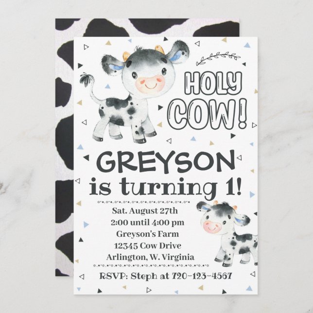 Invitation à l'anniversaire de la vache Sainte Inv (Devant / Derrière)