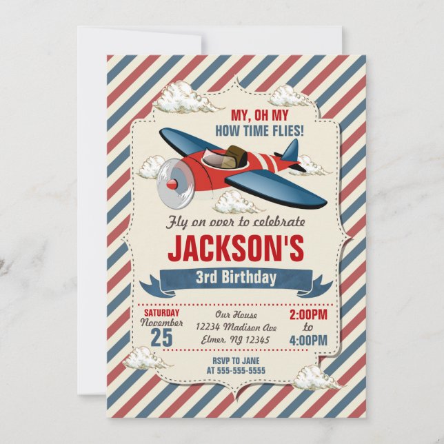 Invitation à l'anniversaire de l'avion / Fête des  (Devant)