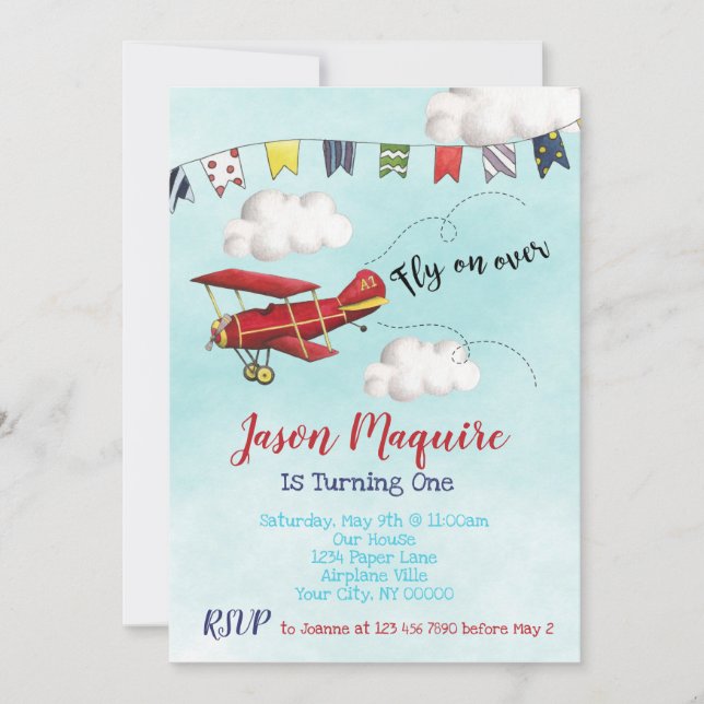 Invitation à l'anniversaire de l'avion pour le 1er (Devant)