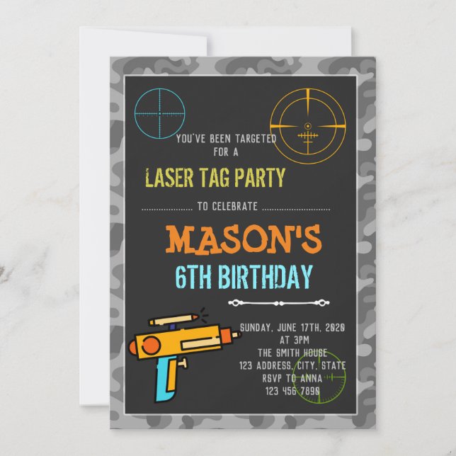 Invitation à l'anniversaire de l'étiquette laser D (Devant)