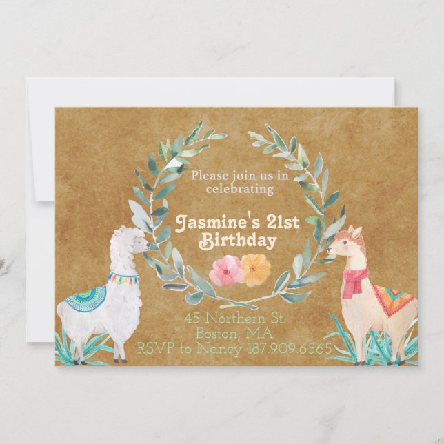 Invitation à l'anniversaire de Llama (Devant)