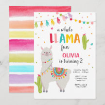 Invitation à l'anniversaire de Llama Fun