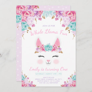 Invitation à l'anniversaire de Llama Fun Party