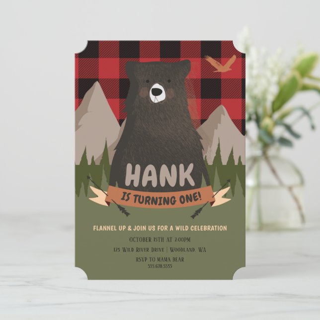 Invitation à l'anniversaire de l'ours, invitation  (Debout devant)