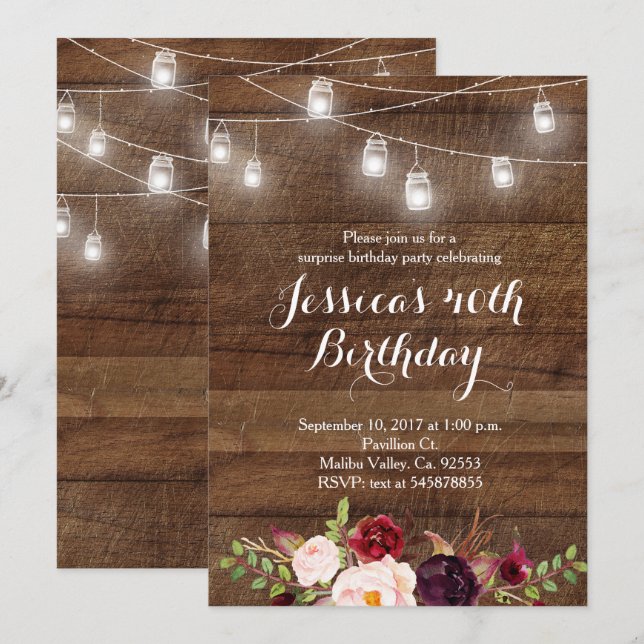 Invitation à l'anniversaire de Marsala String (Devant / Derrière)