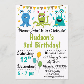 Invitation à l'anniversaire de Monster