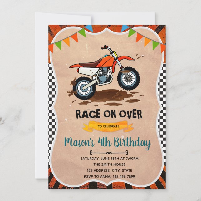 Invitation à l'anniversaire de moto (Devant)