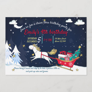 Invitation à l'anniversaire de Noël Unicorn Drive 
