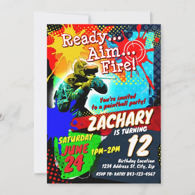 Invitation à l'anniversaire de Paintball (Devant)